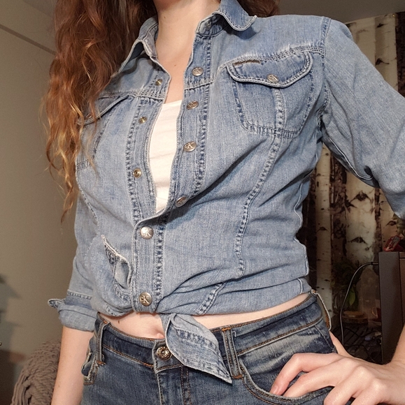 90s Vintage Calvin Klein jeans denim shirt/jacket - Picture 1 of 7
